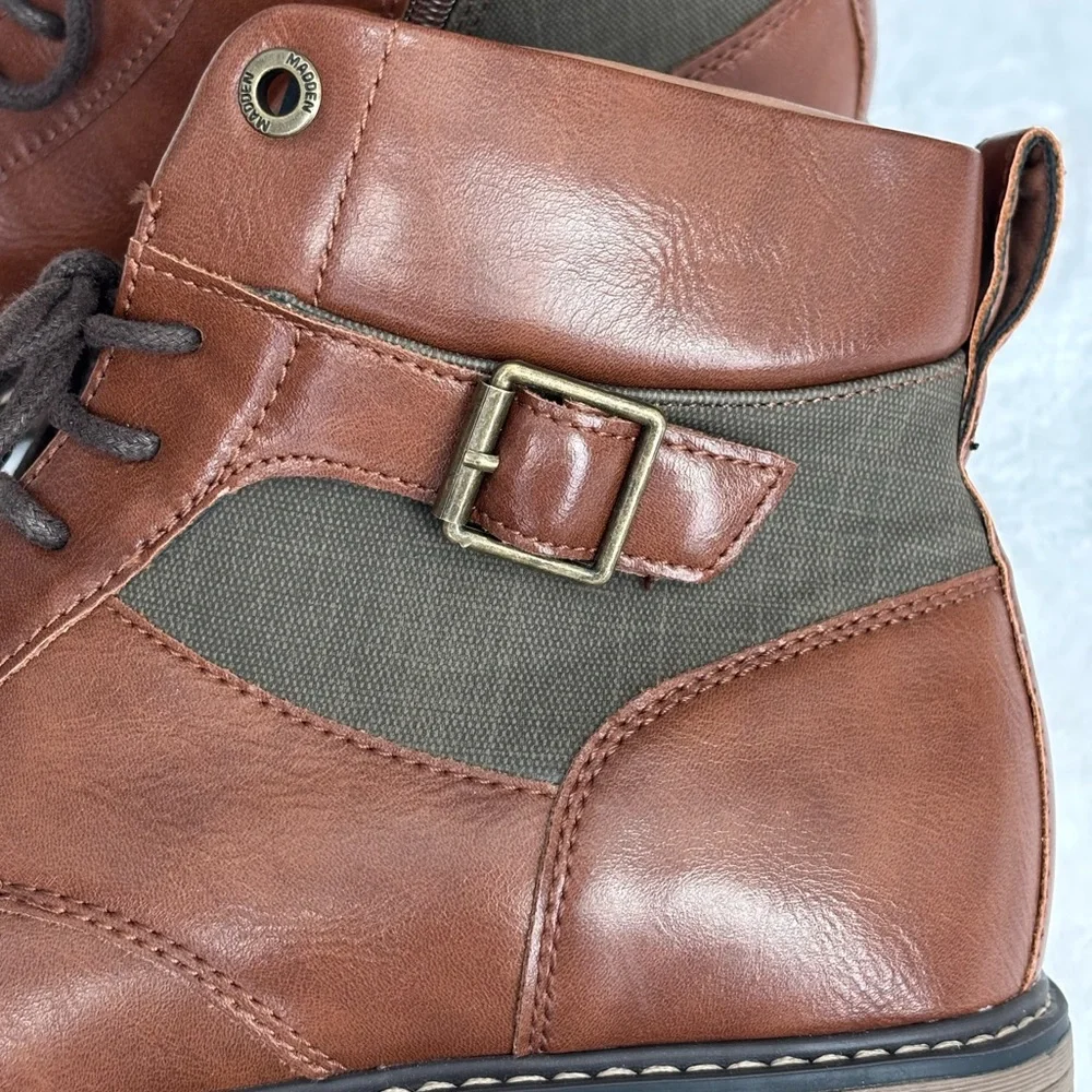 STEVE MADDEN Men's Brown Cap Toe Lace-Up Combat Ankle Boot--NEW--10.5